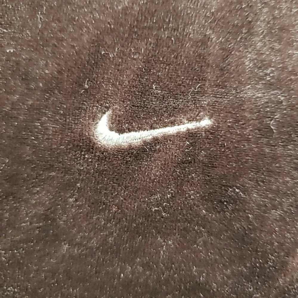 Nike Hoodie Womens Small Brown Velour Full Zip Embroidered Swoosh Logo Jacket